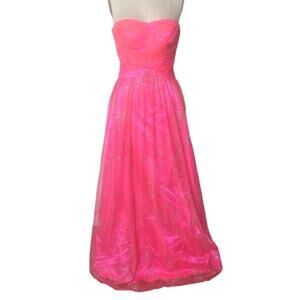 Hailey Logan by Adrianna Papell Pink Silver Strapless Sparkle Party Dress 3/4